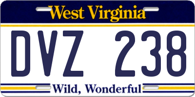 WV license plate DVZ238