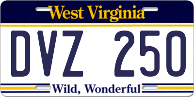 WV license plate DVZ250