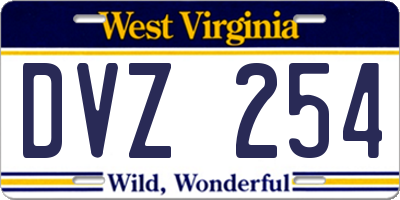 WV license plate DVZ254