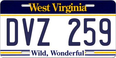 WV license plate DVZ259