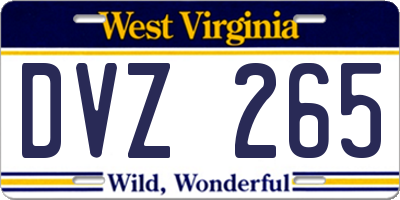 WV license plate DVZ265