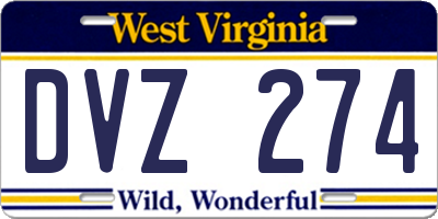 WV license plate DVZ274