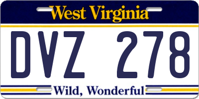 WV license plate DVZ278