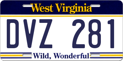 WV license plate DVZ281