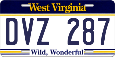 WV license plate DVZ287