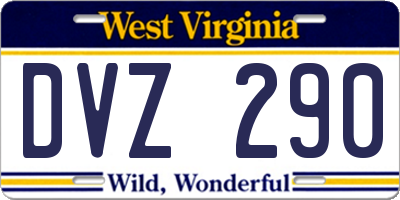 WV license plate DVZ290
