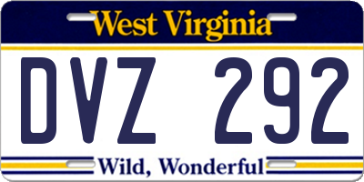 WV license plate DVZ292