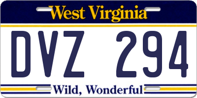 WV license plate DVZ294