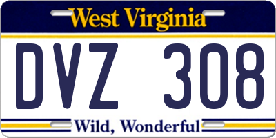 WV license plate DVZ308