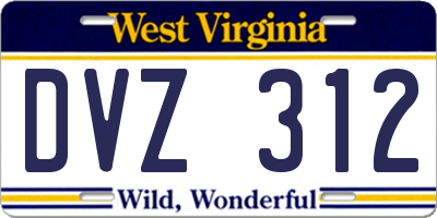 WV license plate DVZ312