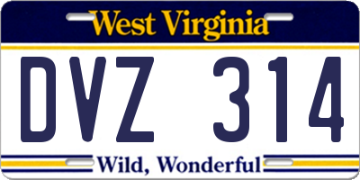 WV license plate DVZ314
