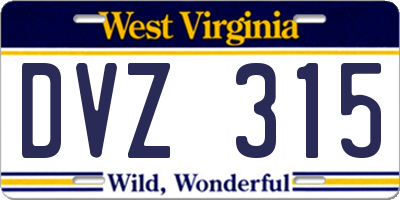WV license plate DVZ315