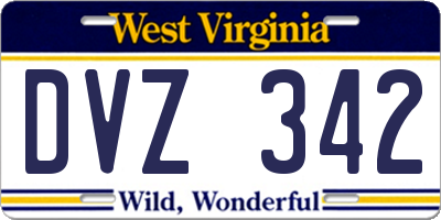WV license plate DVZ342
