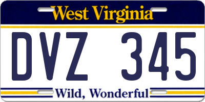 WV license plate DVZ345