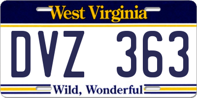 WV license plate DVZ363