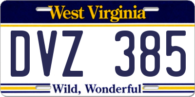 WV license plate DVZ385