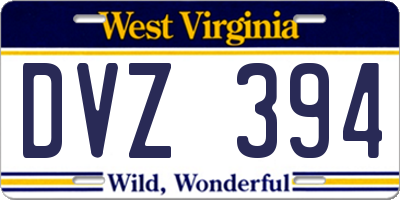 WV license plate DVZ394
