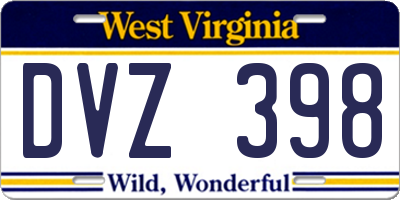 WV license plate DVZ398