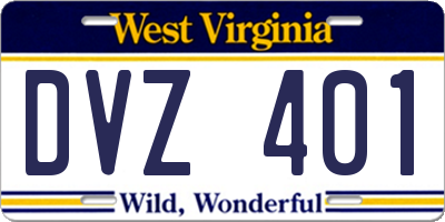 WV license plate DVZ401