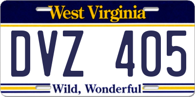 WV license plate DVZ405