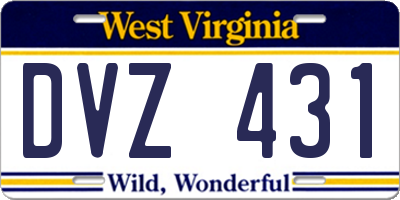 WV license plate DVZ431