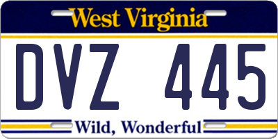 WV license plate DVZ445
