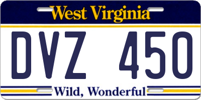 WV license plate DVZ450