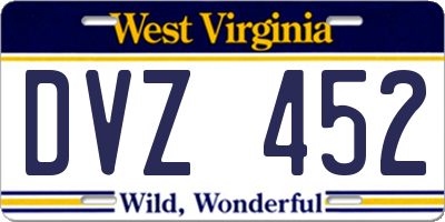 WV license plate DVZ452