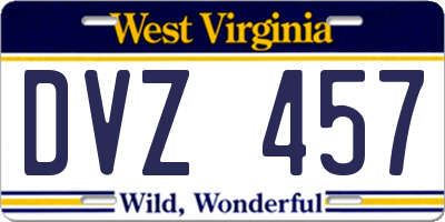 WV license plate DVZ457