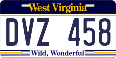 WV license plate DVZ458