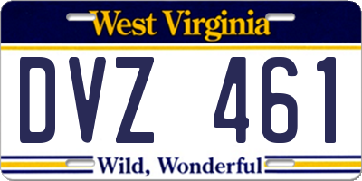 WV license plate DVZ461