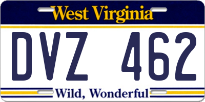 WV license plate DVZ462