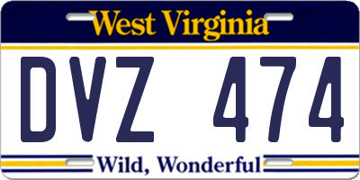 WV license plate DVZ474