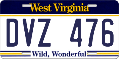 WV license plate DVZ476