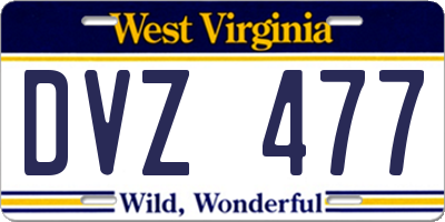 WV license plate DVZ477