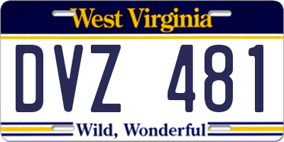 WV license plate DVZ481