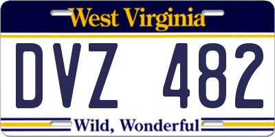 WV license plate DVZ482