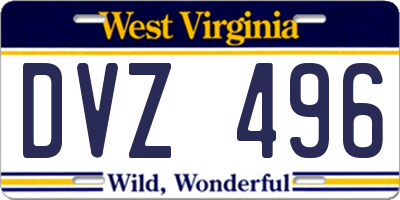 WV license plate DVZ496
