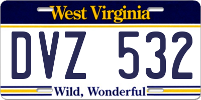 WV license plate DVZ532