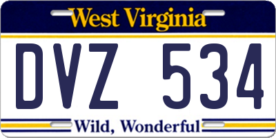 WV license plate DVZ534