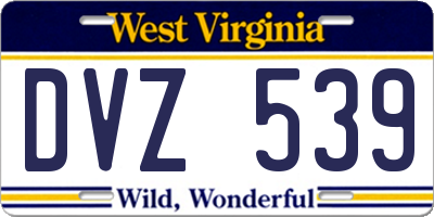 WV license plate DVZ539