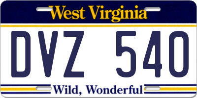 WV license plate DVZ540