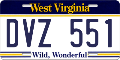 WV license plate DVZ551