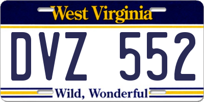 WV license plate DVZ552