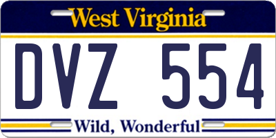 WV license plate DVZ554