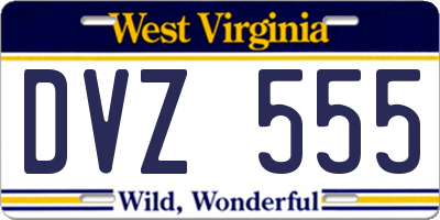 WV license plate DVZ555