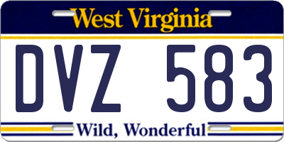 WV license plate DVZ583