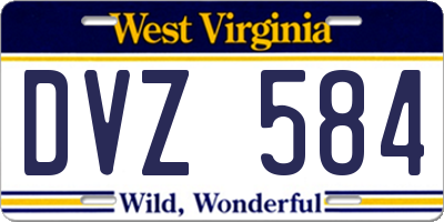 WV license plate DVZ584