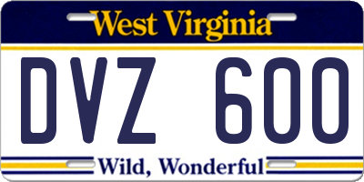 WV license plate DVZ600