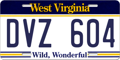 WV license plate DVZ604